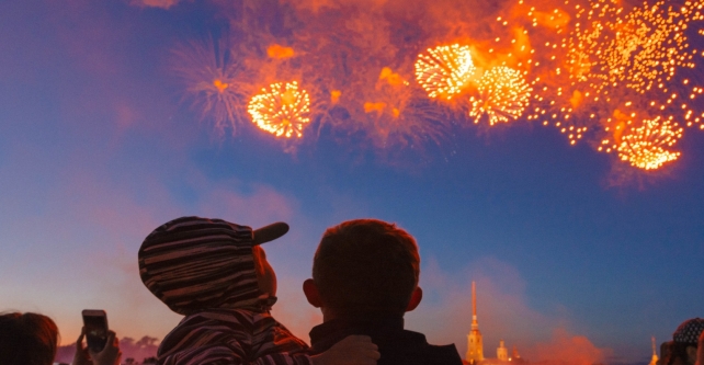 Fireworks in honor of the Day of the Navy